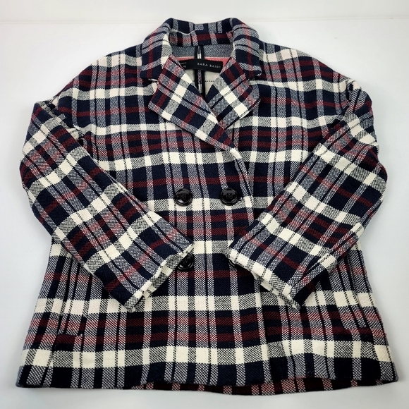 Zara double breasted plaid Cotton blend Blazer size Small - Picture 8 of 13